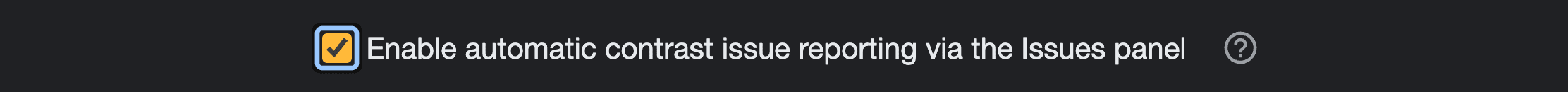 צילום מסך של תיבת סימון מופעלת: 'הפעלת דיווח אוטומטי על בעיות בניגודיות דרך חלונית הבעיות'.