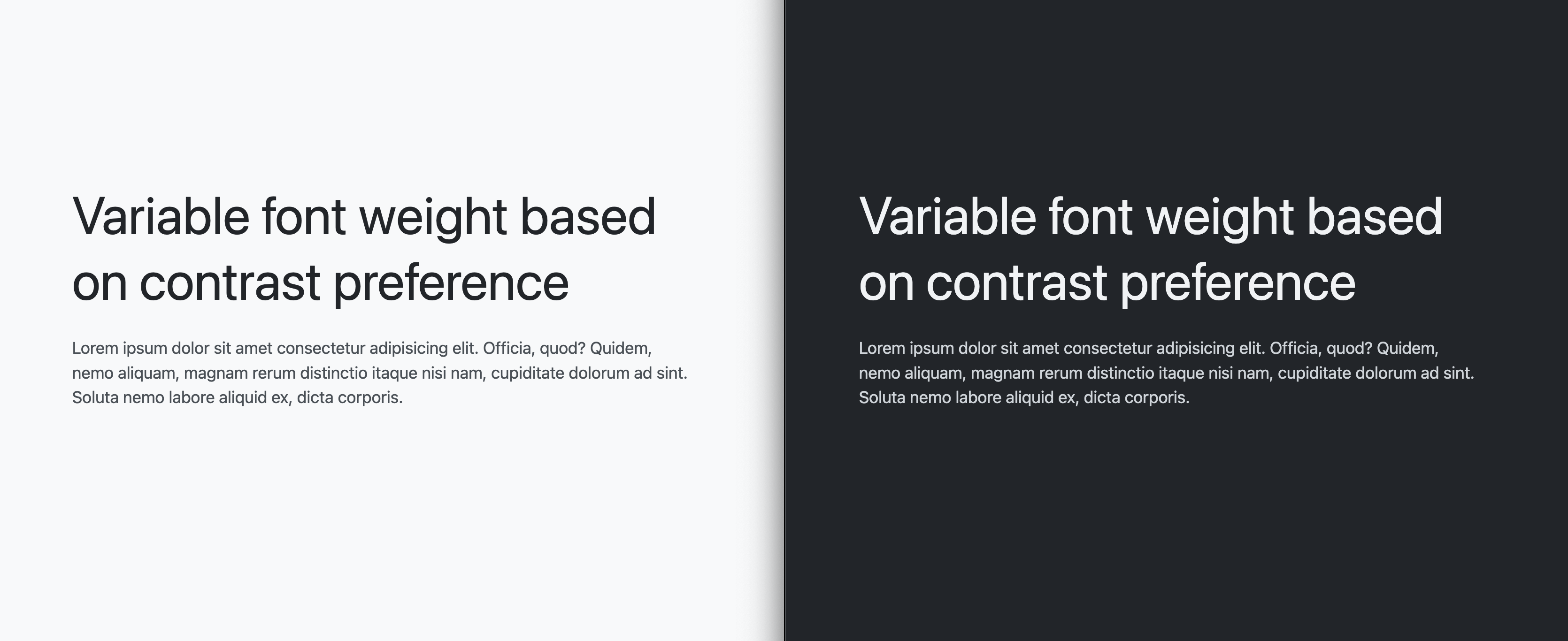 Eine Screenshot-Vorschau der Demo bisher, sowohl im dunklen als auch im hellen Design.